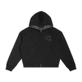 Contrast Plaid Boxy Zip Hoodie
