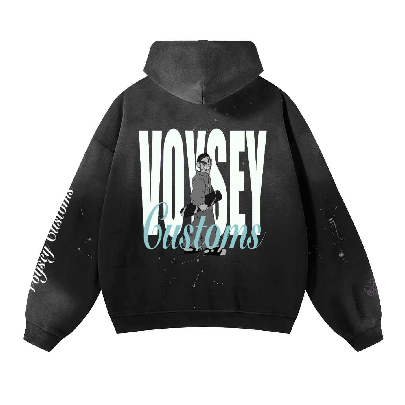 Vintage Washed Frayed Fleece Hoodie