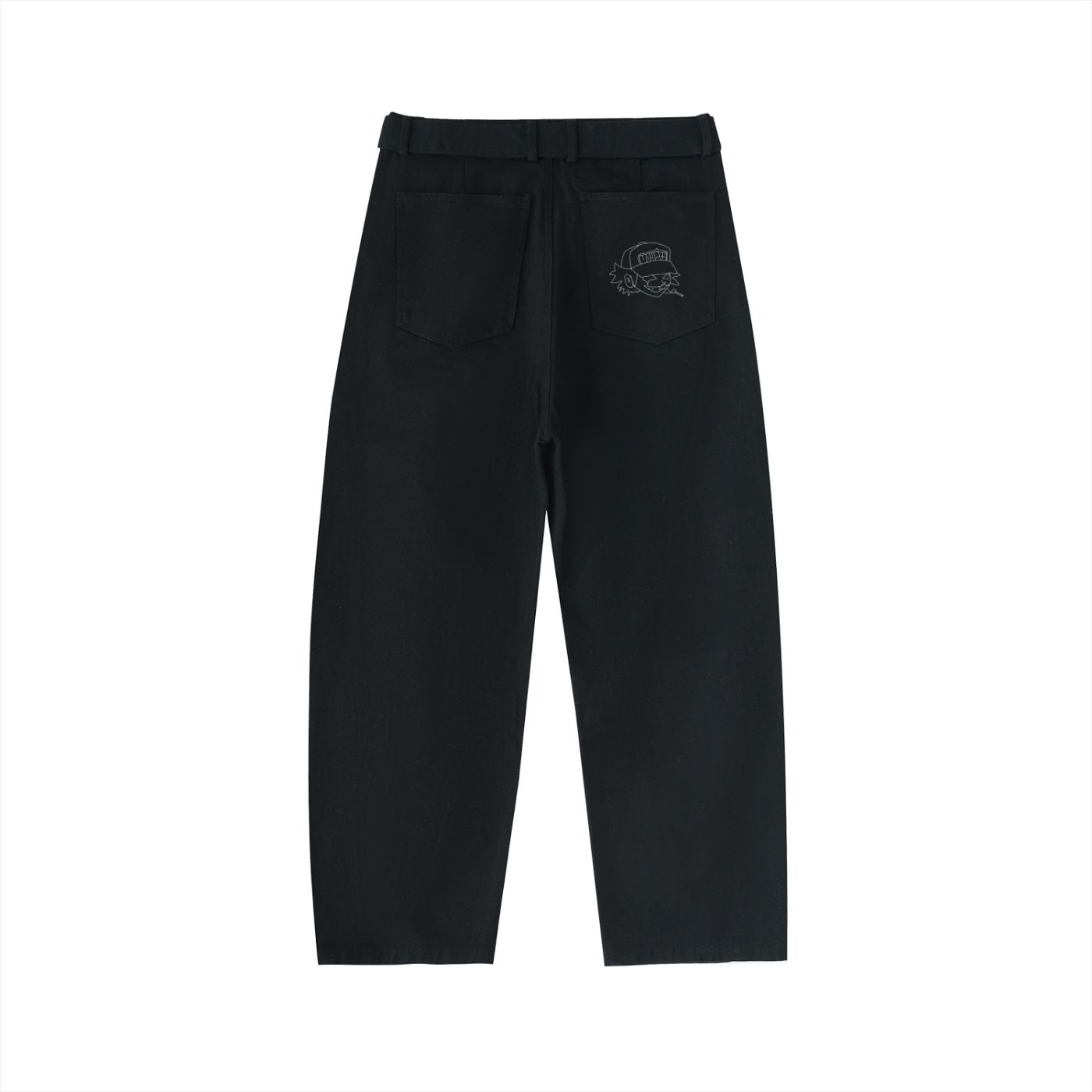 Twisted-Seam Belted Curved-Blade Pants