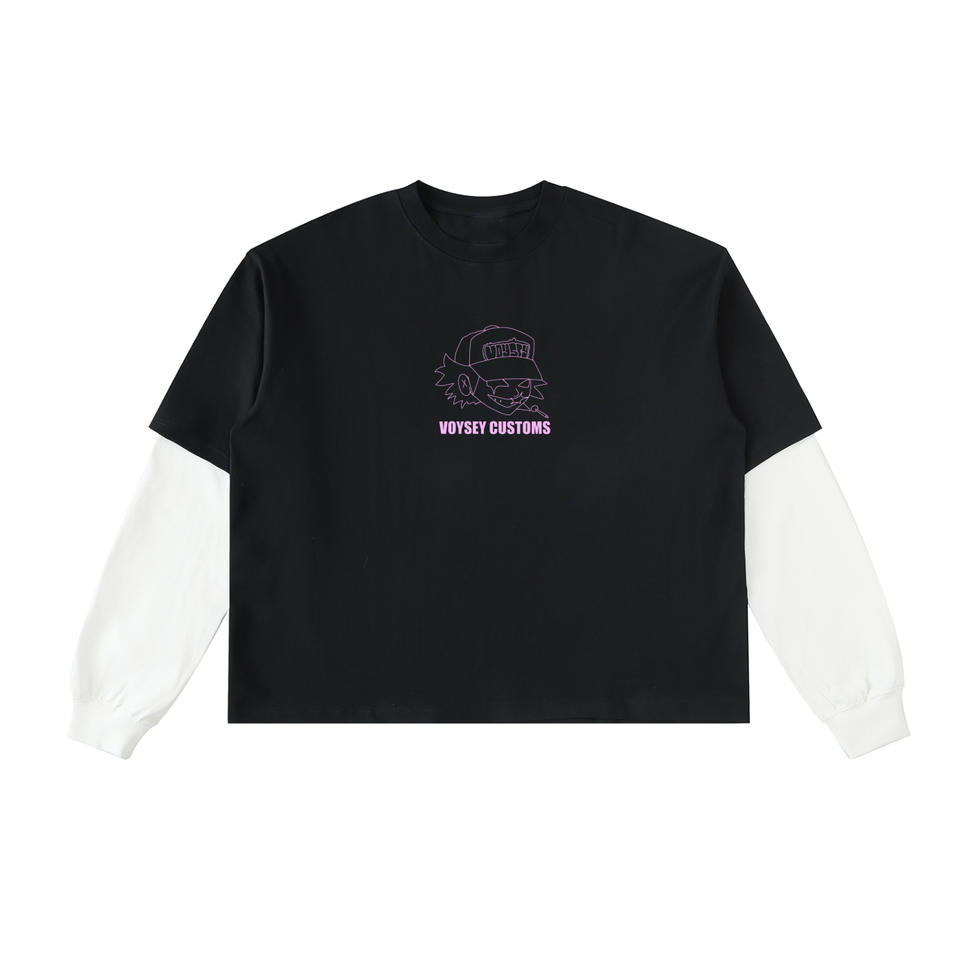 Layered Contrast Sleeve Cotton T-Shirt