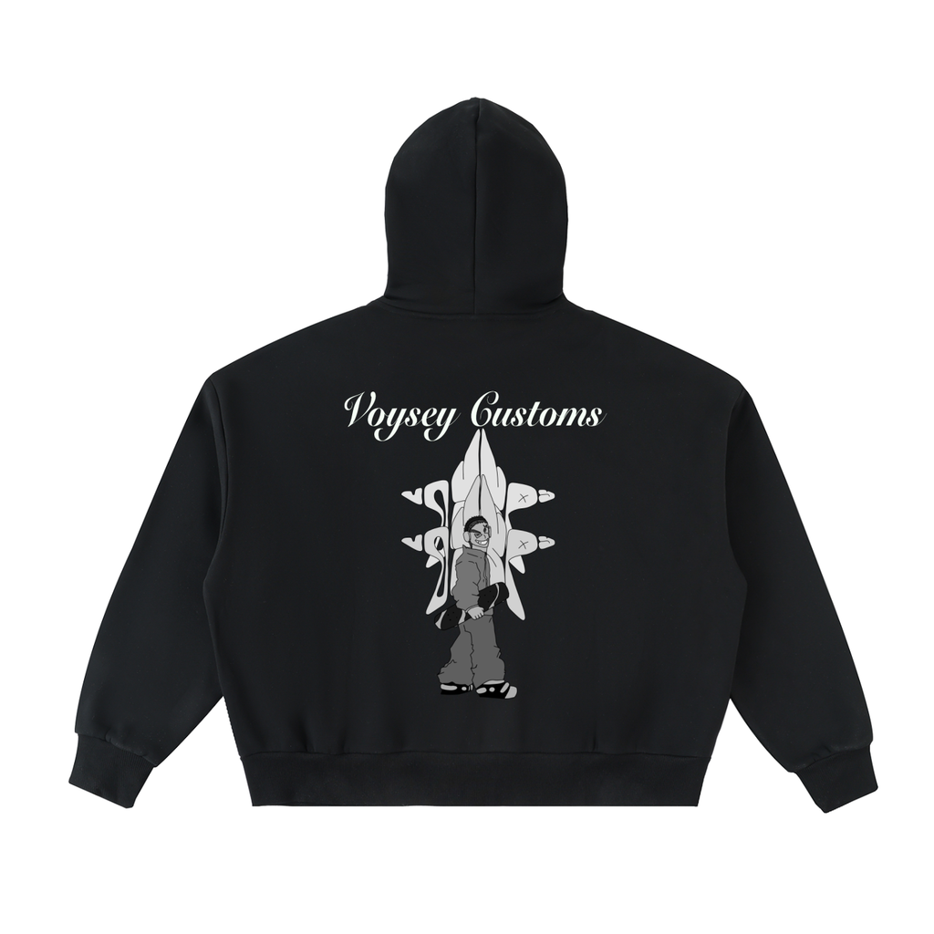 Fleeced Full-Zip Boxy Hoodie