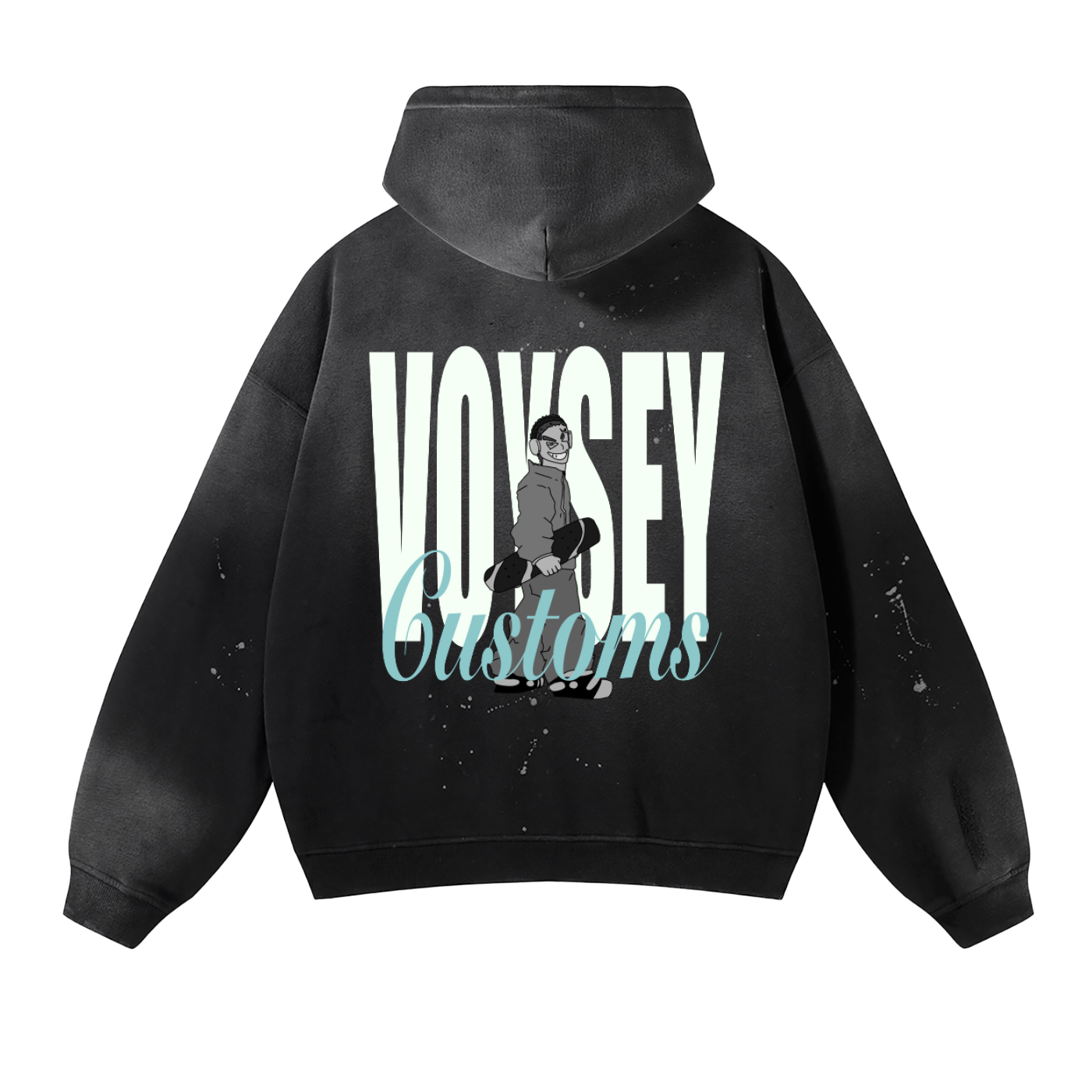 Vintage Washed Frayed Fleece Hoodie