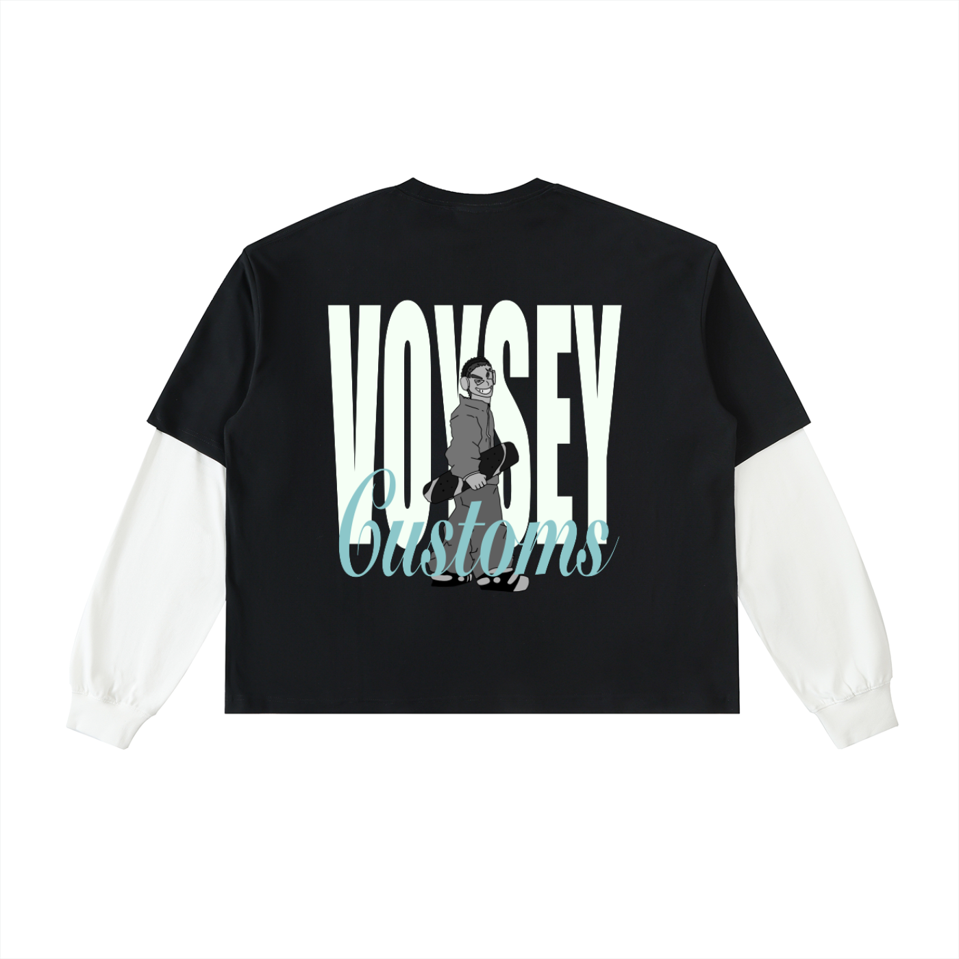 Layered Contrast Sleeve Cotton T-Shirt
